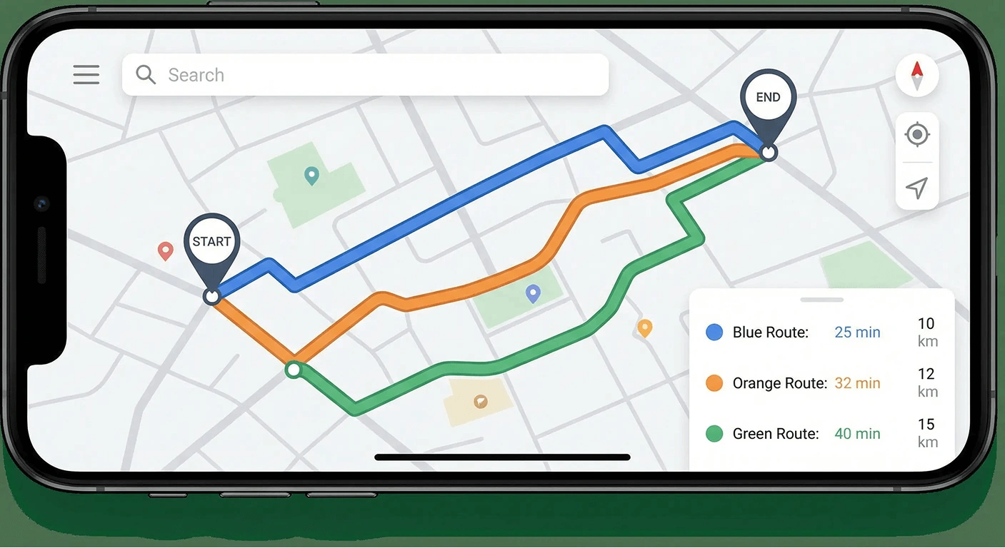 Choose from multiple route options