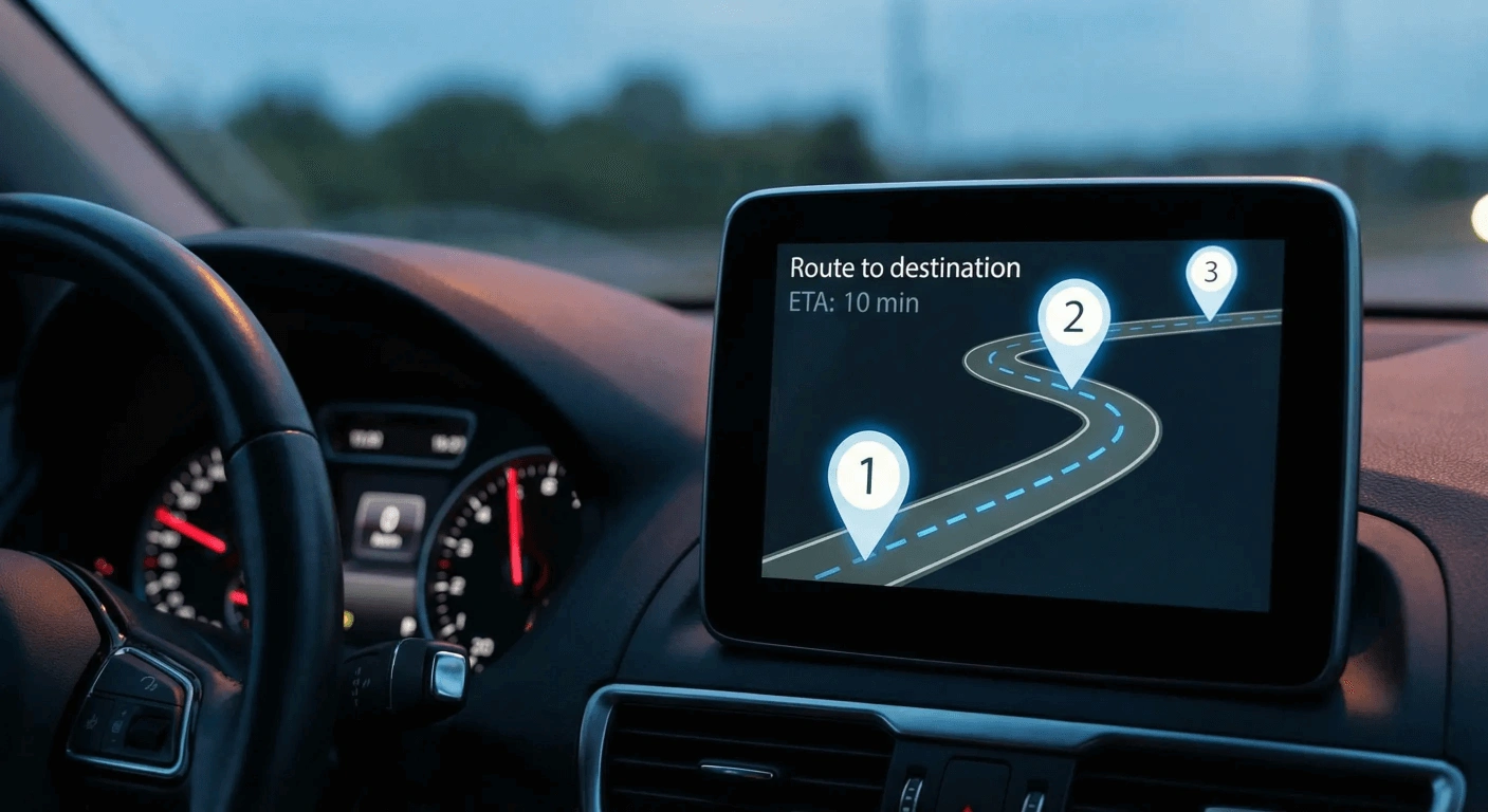 Route format: key waypoints for driving